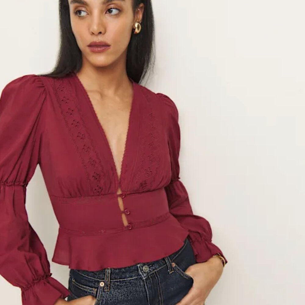Reformation Meadowlark Top Red - Size 0